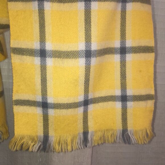 Plaid Yellow White Blue Scarf - Picture 3 of 4